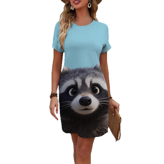Damen T-Shirt Kleid mit kreativem Druckdesign EB