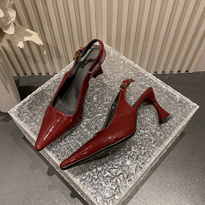 Damen Slingback-Pumps mit edlem Lackleder und aufregendem Absatzdesign EB