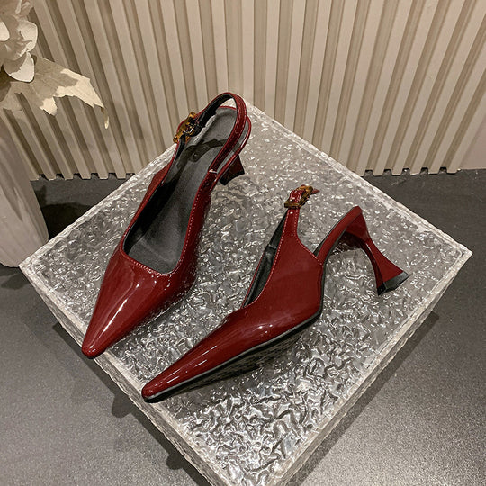 Damen Slingback-Pumps mit edlem Lackleder und aufregendem Absatzdesign EB