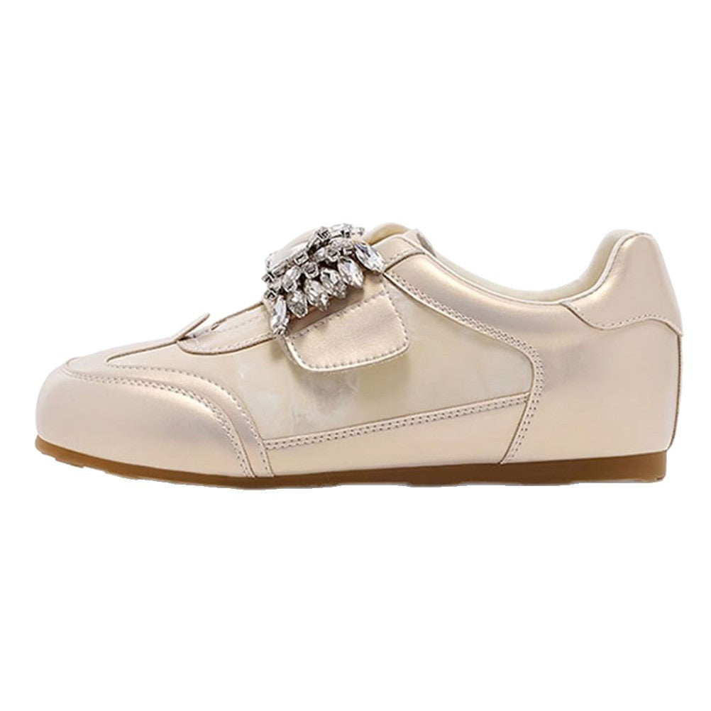 Damen modische Slip-On Sneakers mit funkelndem Schmuckdetail EB