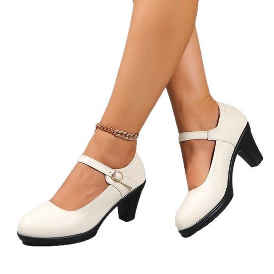 Damen Mary Jane Pumps mit elegantem Riemendesign und komfortablem Blockabsatz EB