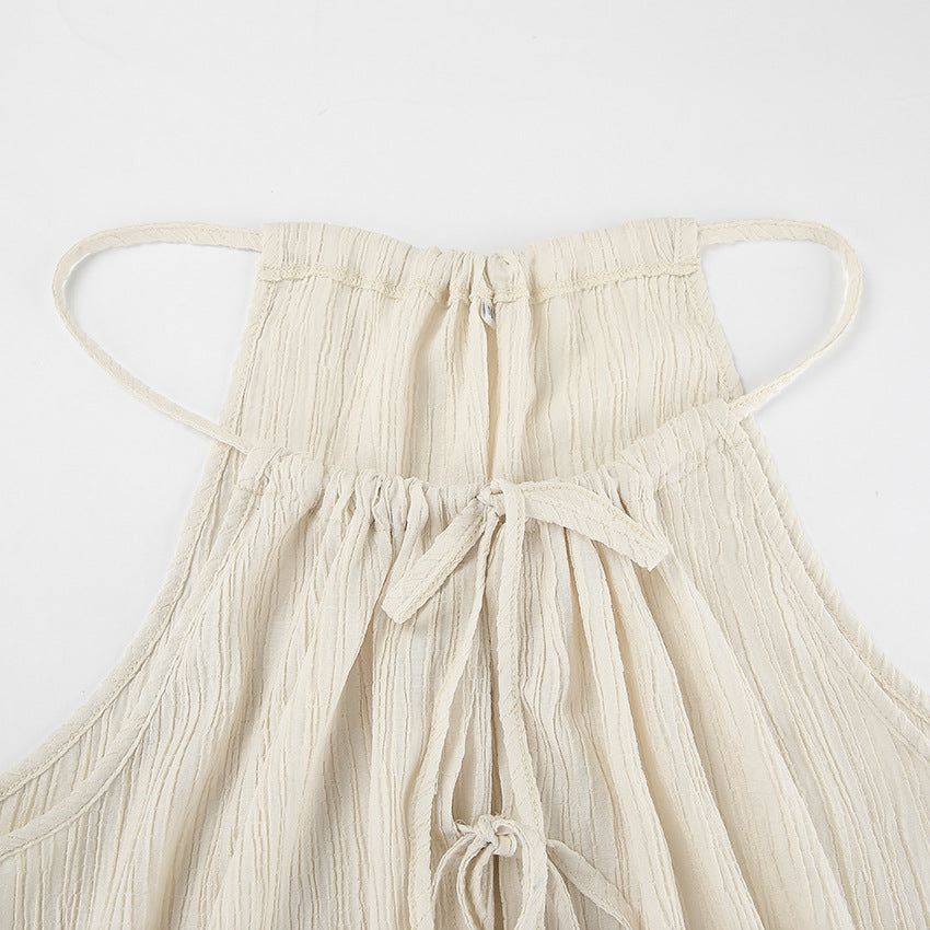 Damen luftiges Blusenkleid mit verstellbaren Trägern und Rüschendetails EB