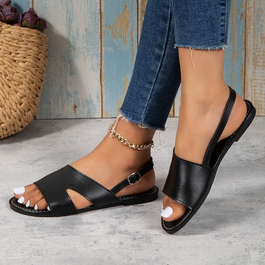 Damen bequeme Sandalen mit offenem Design und verstellbarem Riemen EB