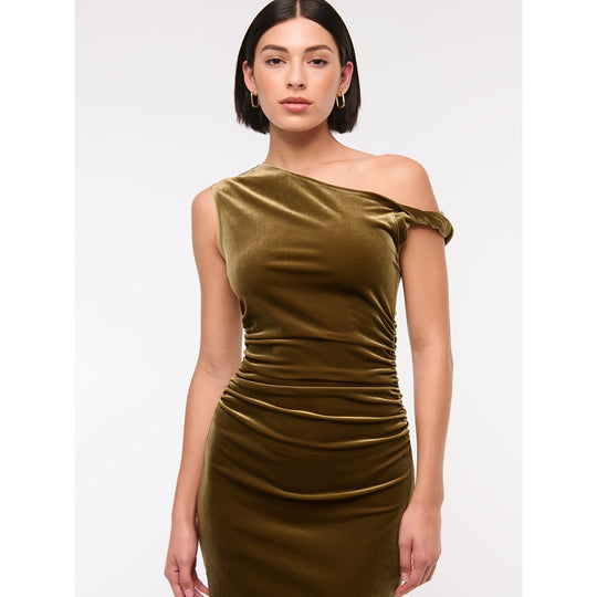 Damen figurbetontes Wickelkleid mit schulterfreiem Design und raffinierten Rüschen EB