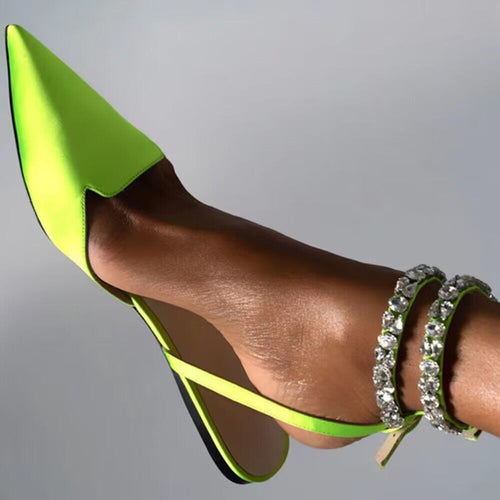 Damen elegante Slingback-Pumps mit funkelnden Strass-Akzenten EB