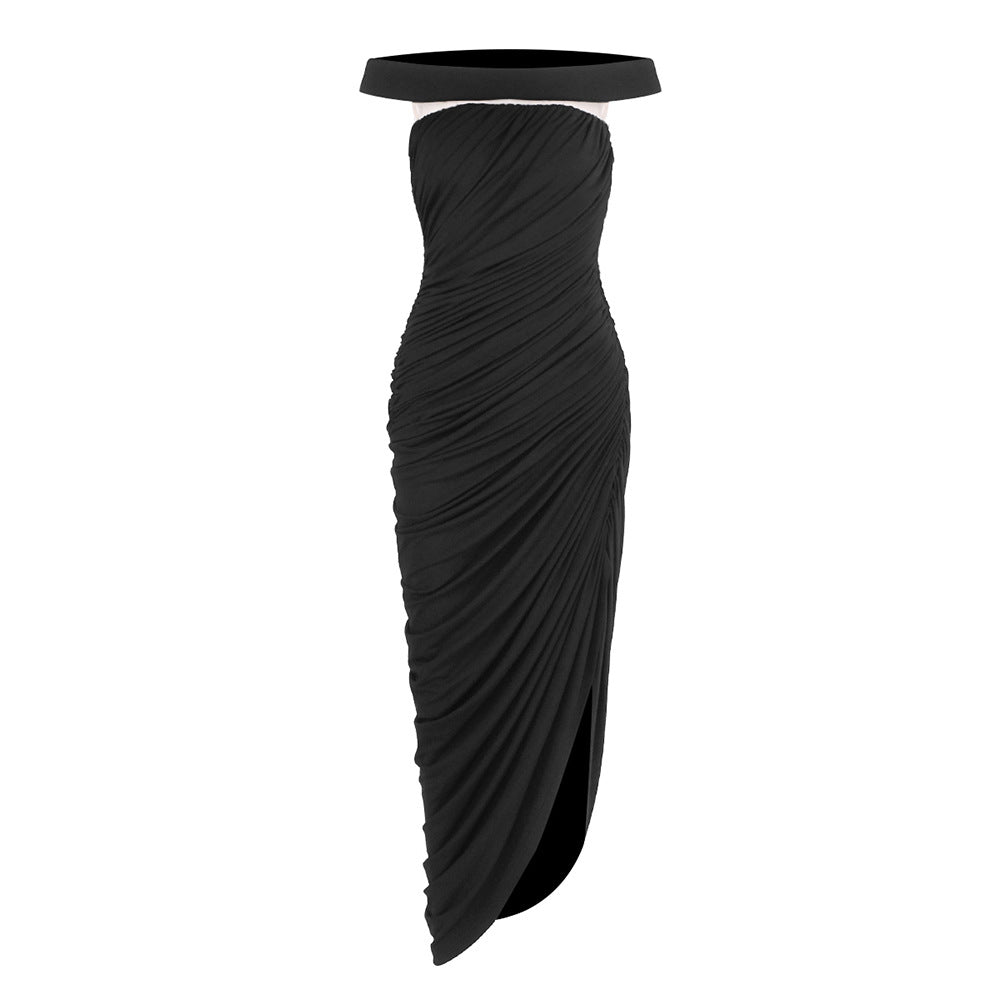 Damen Elegantes Cleopatra-Kleid mit tiefem Ausschnitt und drapiertem Rock EB