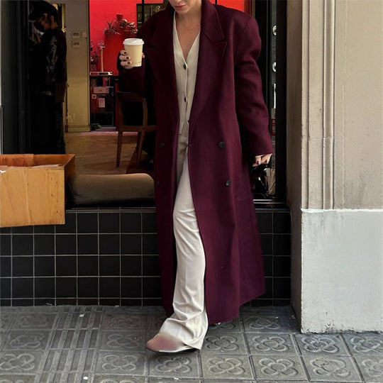 Damen Eleganter Oversize-Wollmantel mit Doppelknebelverschluss EB