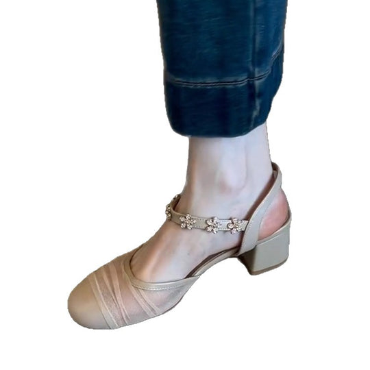 Damen Slingback-Pumps mit floraler Verzierungsdetails und komfortablem Fersenbereich EB