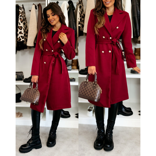 Damen Eleganter Trenchcoat mit asymmetrischem Schnitt und Gürtel EB