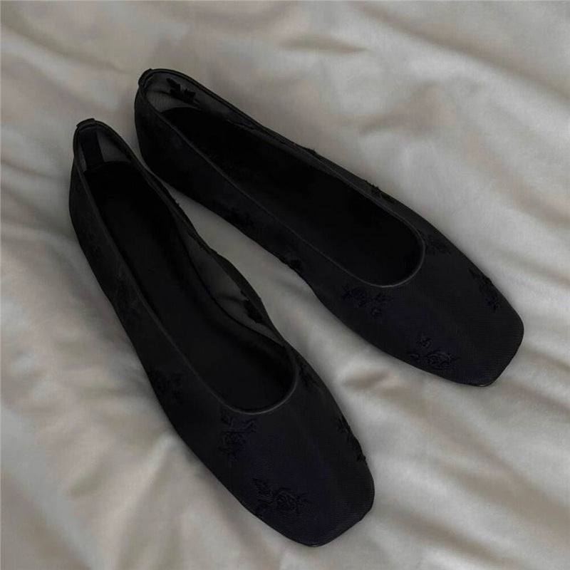 Damen Ballerinas mit floralem Design aus feinem Netzmaterial EB