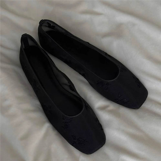 Damen Ballerinas mit floralem Design aus feinem Netzmaterial EB