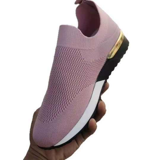 Damen Atmungsaktive Slip-On Sneaker mit trendiger Textiloberfläche und elastischem Kragen EB