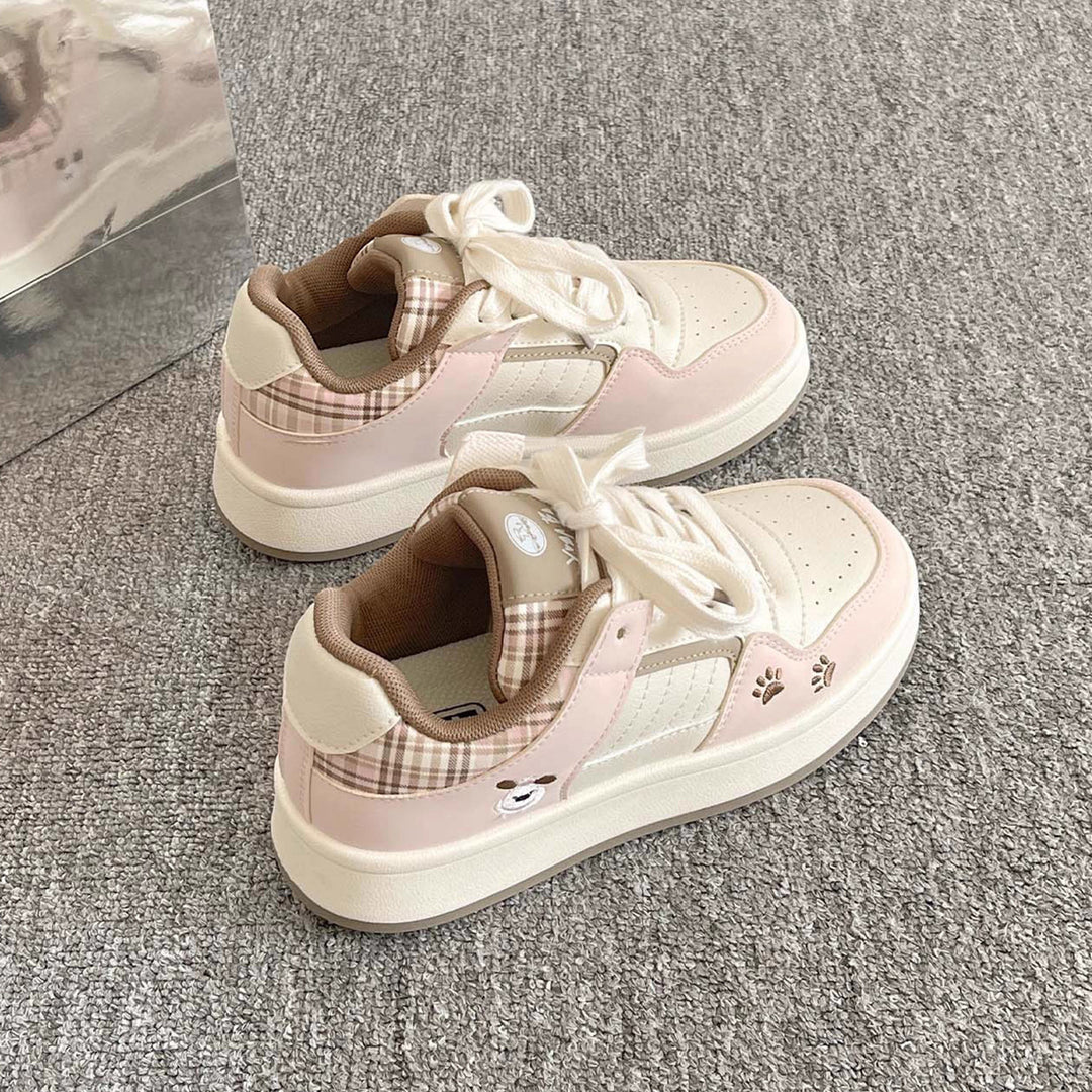 Damen Sneakers im verspielten Karo-Look mit Tiermotiven und bequemer Dämpfung EB