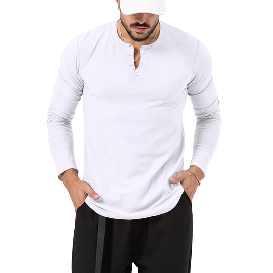 Herren Langarm-Henley-Shirt mit hochwertiger Baumwollmischung und modischen Knopfdetails EB