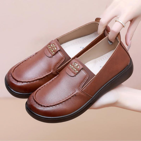 Damen Slip-On Halbschuhe aus Leder mit elastischem Innenbereich EB