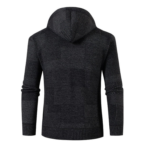 Herren Strickjacke mit gefütterter Kapuze und modernem Waffelmuster EB