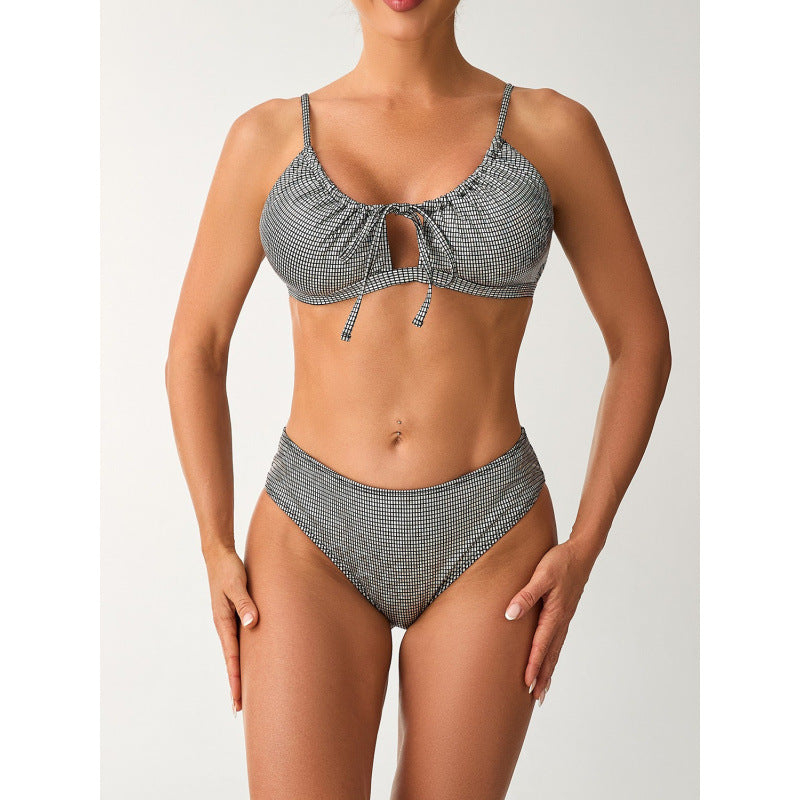 Damen Bikini mit modischem Knoten und hoch geschnittenem Slip EB