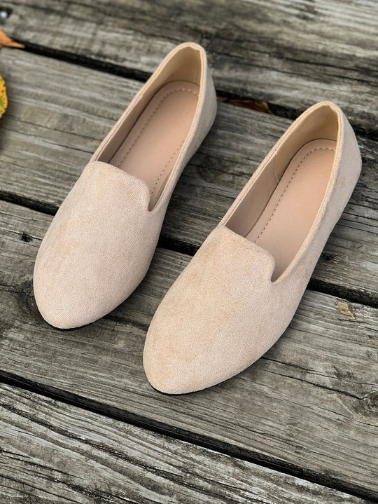 Damen spitz zulaufende Velours‑Loafer mit gepolsterter Innensohle EB