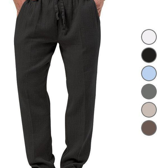 Herren nan lässige Leinen-Relaxhose mit elastischem Tunnelzugbund und praktischen Seitentaschen EB