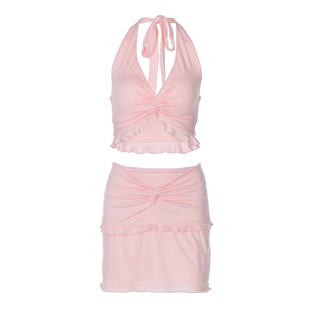 Damen Verspieltes Crop-Top und Minirock Set EB