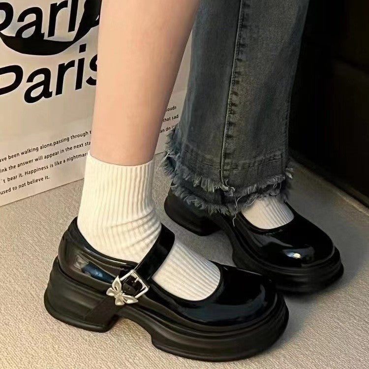 Damen Modische Plateau-Pumps mit verstellbarem Riemen und stabiler Sohle EB