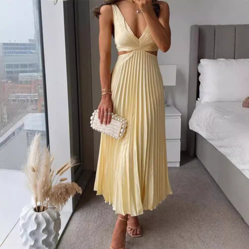 Damen Elegantes Maxikleid mit V-Ausschnitt und raffinierten Drapierungen EB
