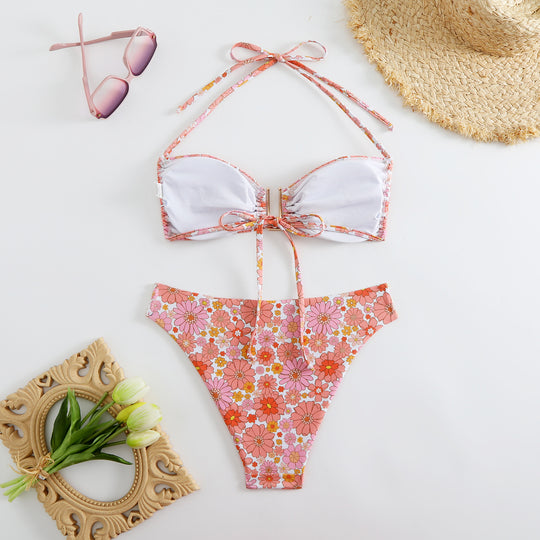 Damen Bikini-Set mit modischen Rüschen und verstellbaren Trägern EB