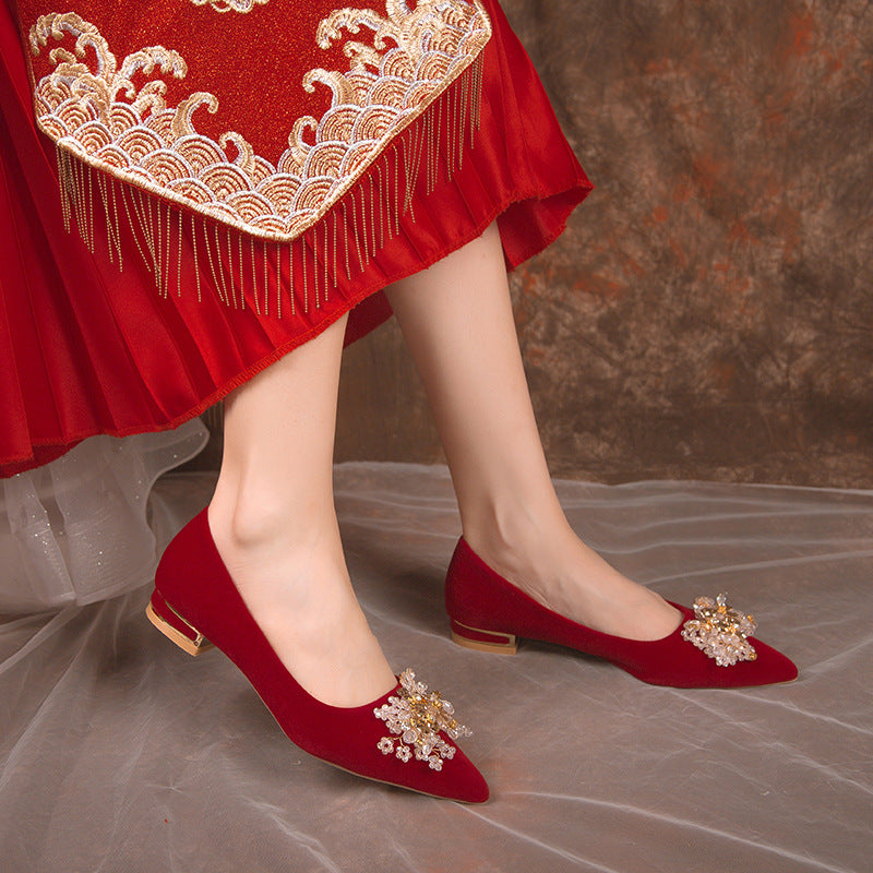 Damen elegante Ballerinas mit dekorativem Blütenakzent EB