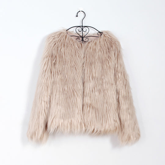 Damen Flauschige Kunstfell-Jacke mit lässigem Schnitt und weichem Innenfutter EB
