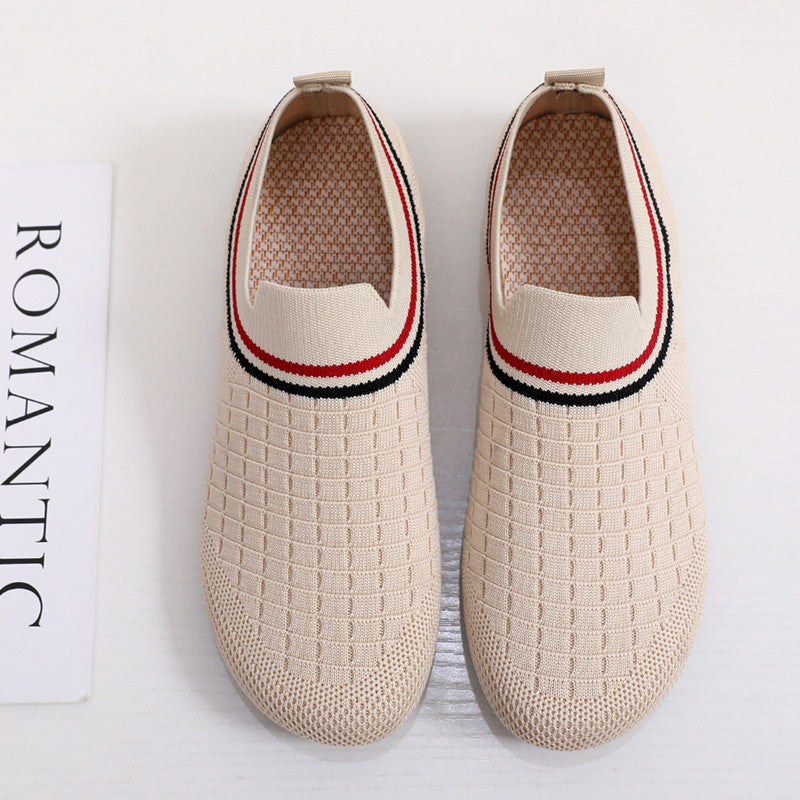 Damen atmungsaktive Slip-On Sneakers mit elastischem Kragen EB