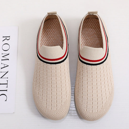 Damen atmungsaktive Slip-On Sneakers mit elastischem Kragen EB