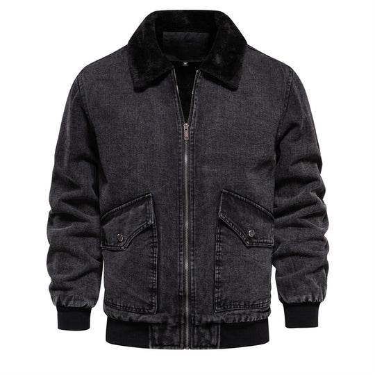Herren Denimjacke mit warmem Fleecefutter und praktischen Taschen EB