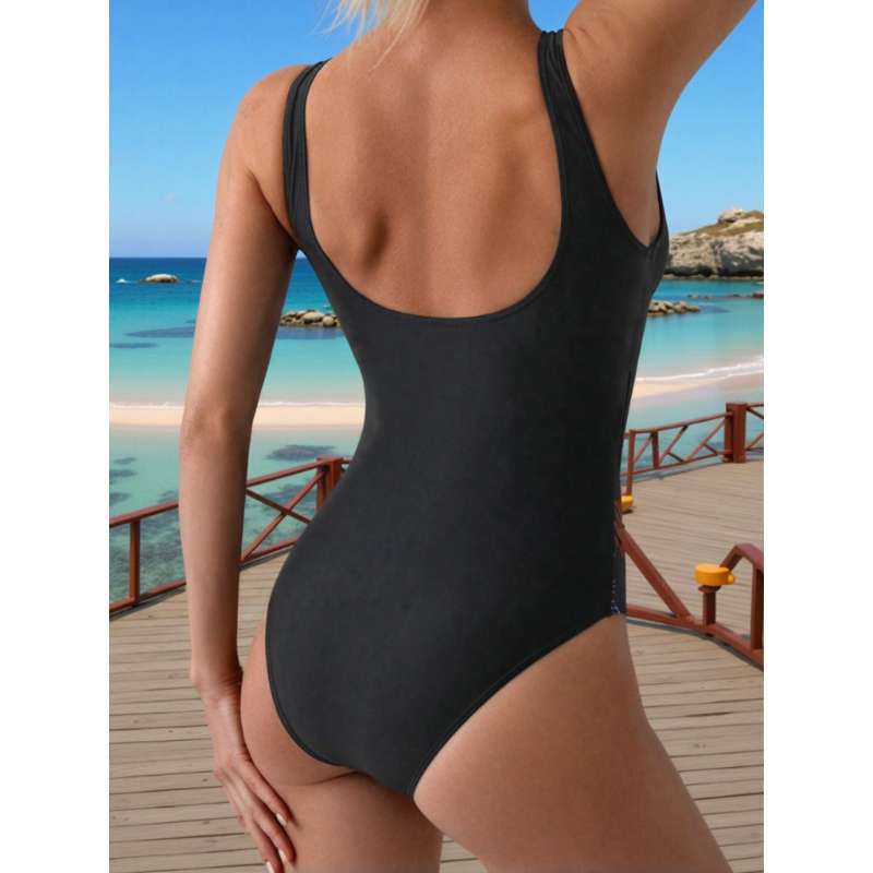 Damen Eleganter Badeanzug mit floralem Seitenbesatz EB