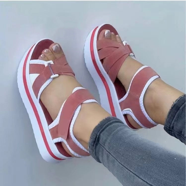 Damen Komfortable Keilsandalen mit verstellbaren Riemen EB