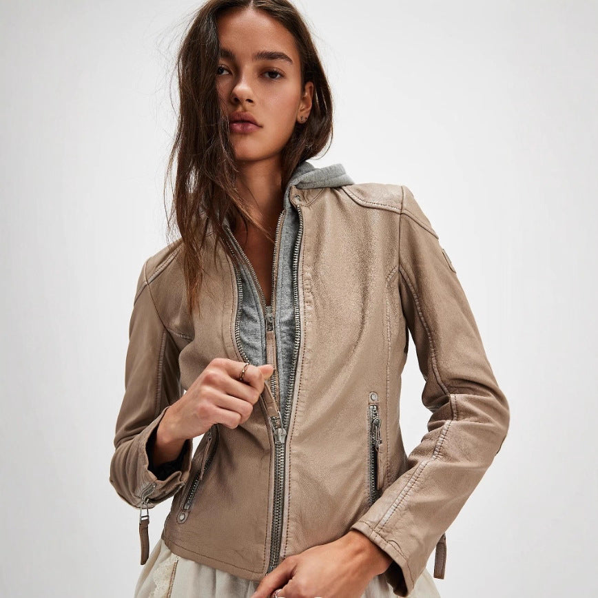 Damen stylische jacke mit abnehmbarer Kapuze EB