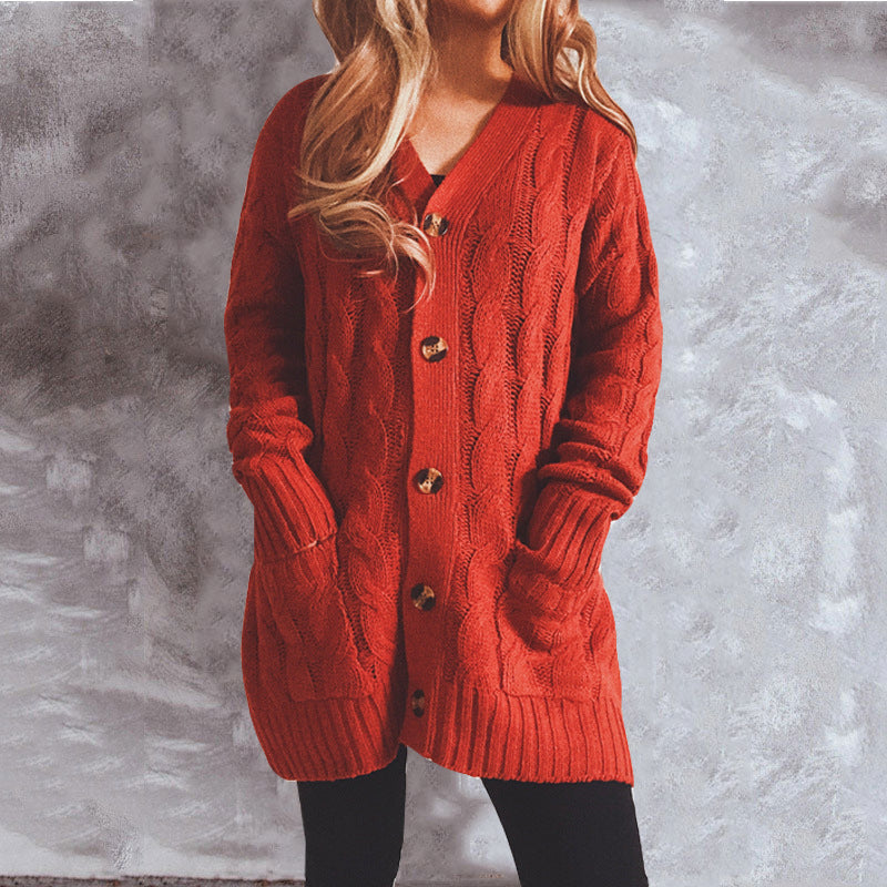 Damen Grobstrickjacke mit eleganten Knopfdetails und lässigem Schnitt EB