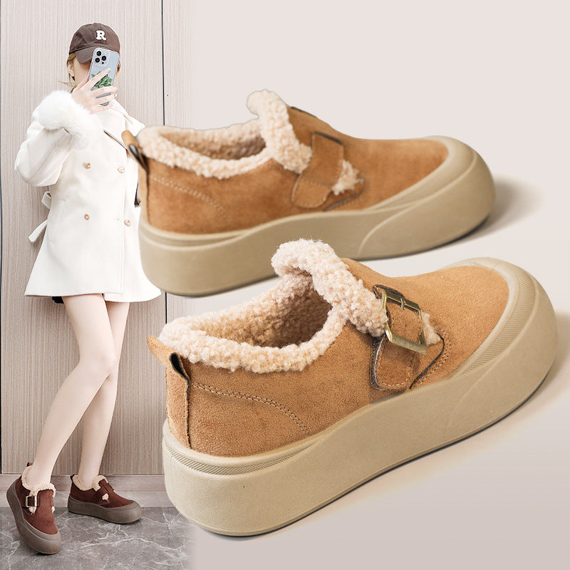 Damen bequemes Slipper mit wärmendem Innenfutter und modischem Schnallen-Design EB