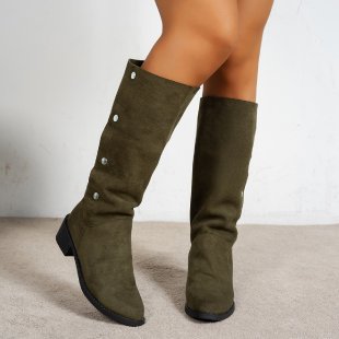 Damen Elegante Stiefel aus weichem mit modischen Knopfdetails EB