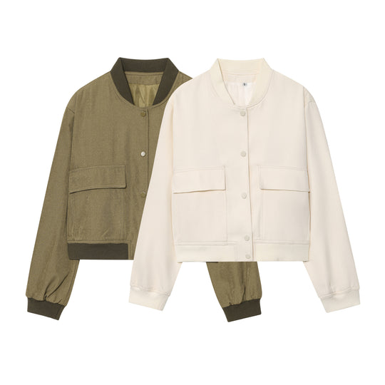 Damen cropped Utility-Jacke mit praktischen Taschen EB