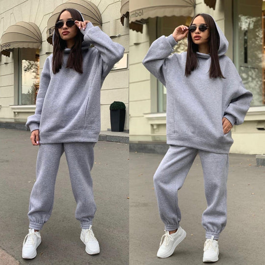 Damen Sportliches Hoodie- und Jogginghosen-Set im lässigen Design mit Kapuze EB