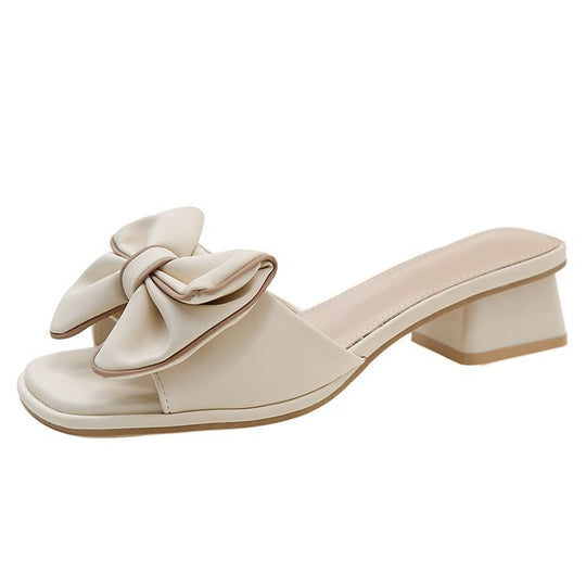 Damen elegante Mules mit großen Schleifenakzenten EB