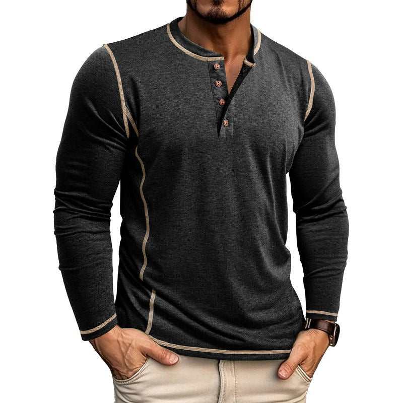 Herren Langarmshirt mit Knopfleiste EB