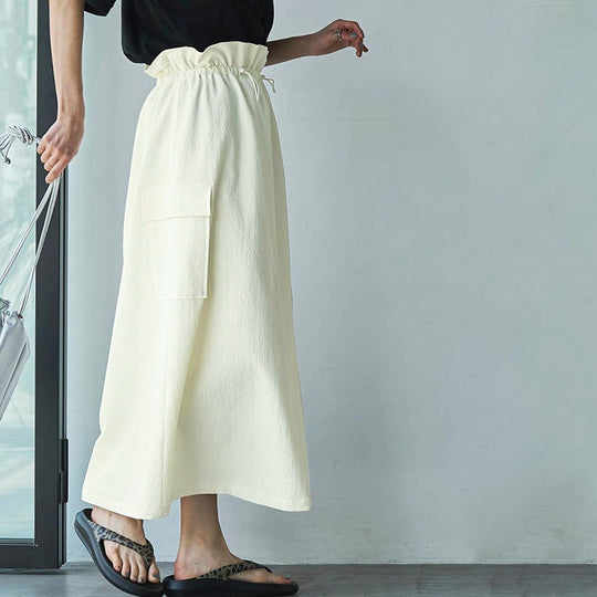 Damen Maxi-Rock mit elastischem Bund und praktischen Taschen EB