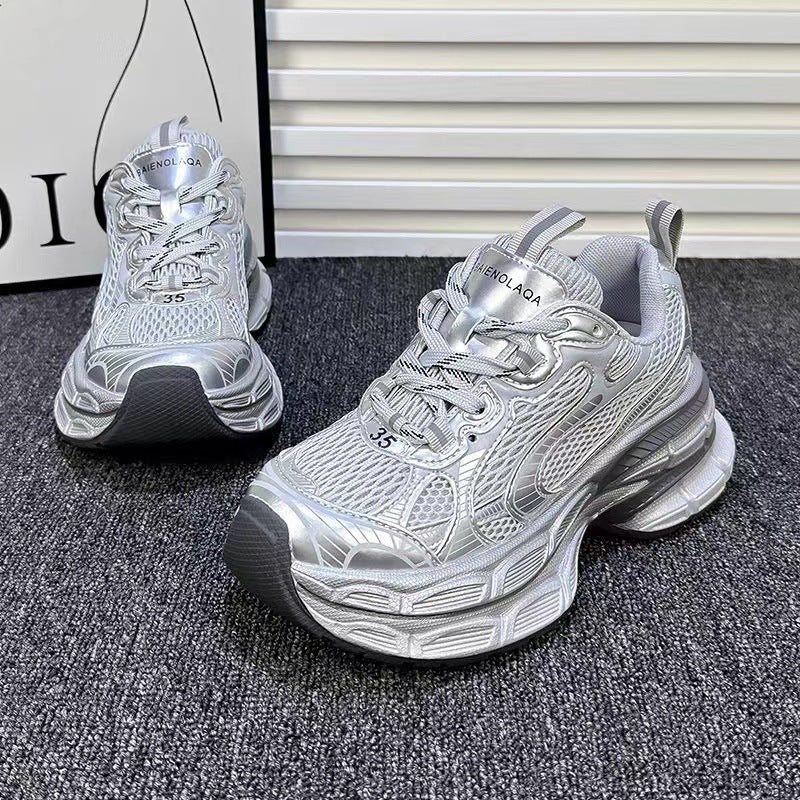 Damen Sportliche Sneakers mit reflektierendem Obermaterial und bequemer Dämpfung EB