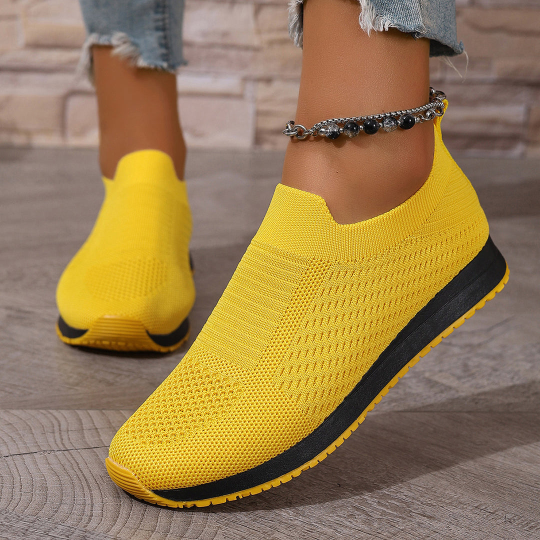 Damen atmungsaktive Slip-On Sneakers mit elastischem Einsatz EB