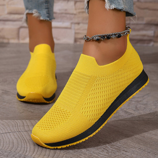 Damen atmungsaktive Slip-On Sneakers mit elastischem Einsatz EB
