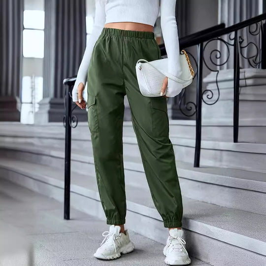 Damen Freizeit-Cargo-Hose mit elastischem Bund und praktischen Taschen EB