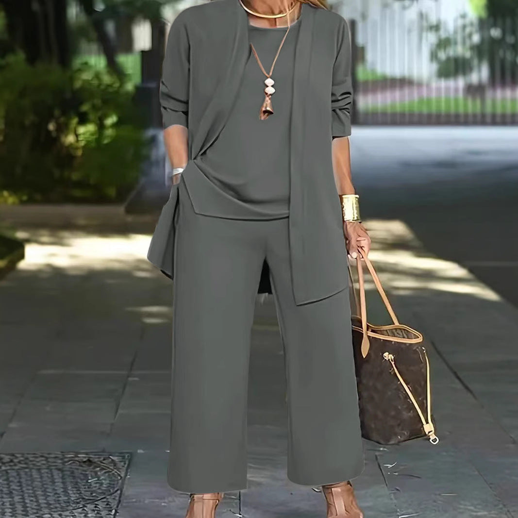 Damen lässiges und elegantes Zweiteiler-Set mit weitem Schnitt und modernen Akzenten EB