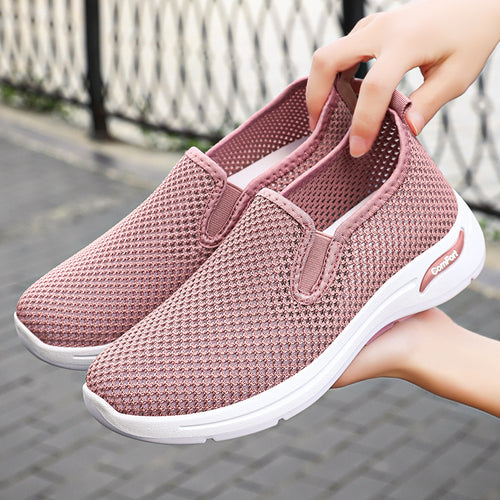 Damen Luftige Slip-On Sneakers mit elastischem Strickdesign EB