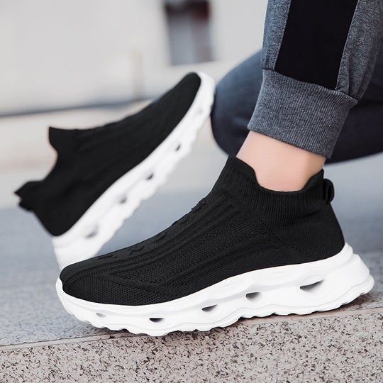 Damen Sportliche Strick-Sneaker mit elastischem Schaft und rutschfester Sohle EB